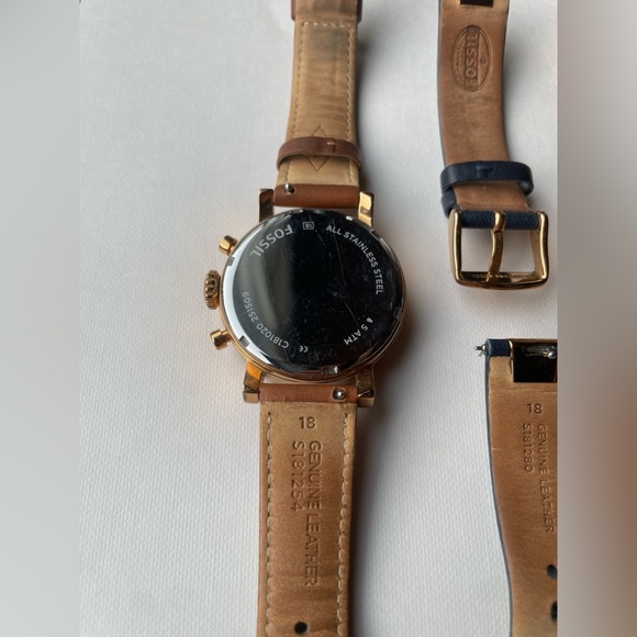 Fossil Rose Gold Chronograph Watch + leather bands - Picture 9 of 16